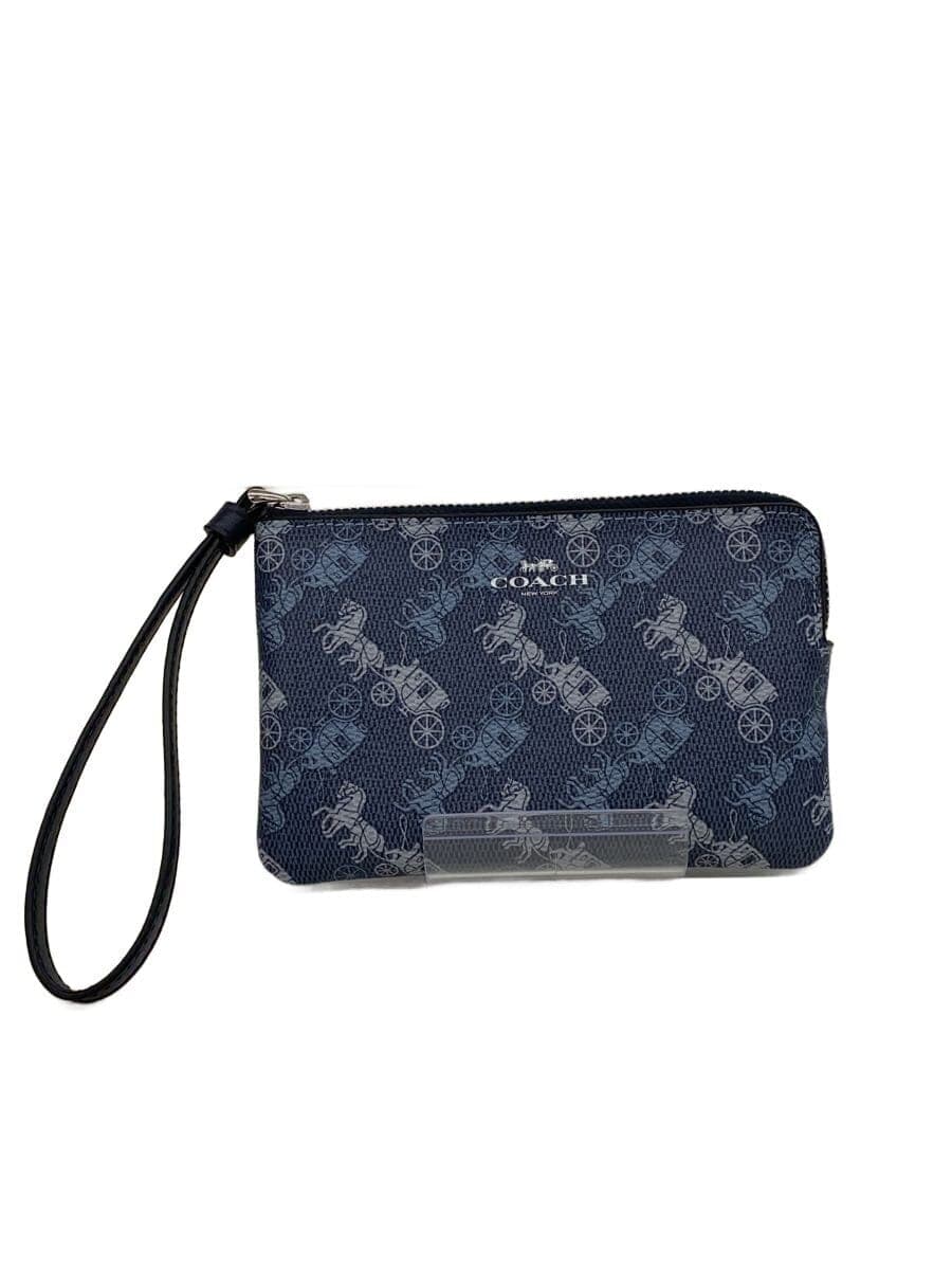 COACH Pouch Leather NVY All Over Pattern 88083