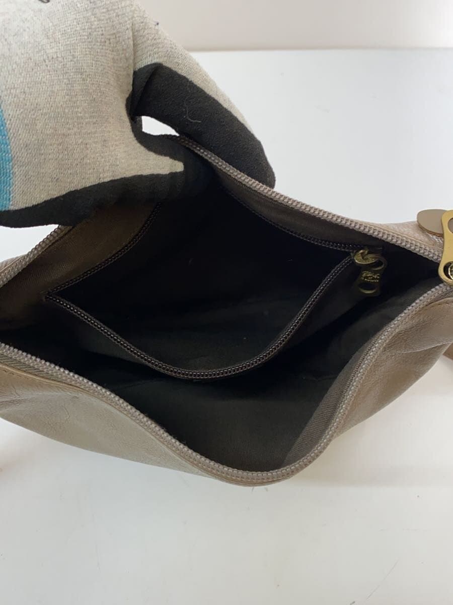 IL BISONTE Crescent Shoulder Bag Leather BEG 6