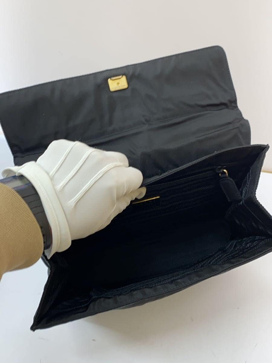 PRADATESSUTO METALLO Handbag Nylon BLK 6