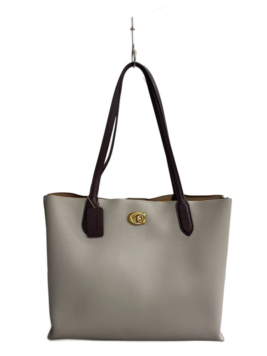 COACH Willow Tote_Color Block_With Signature Canvas Interior Leather GRY Solid