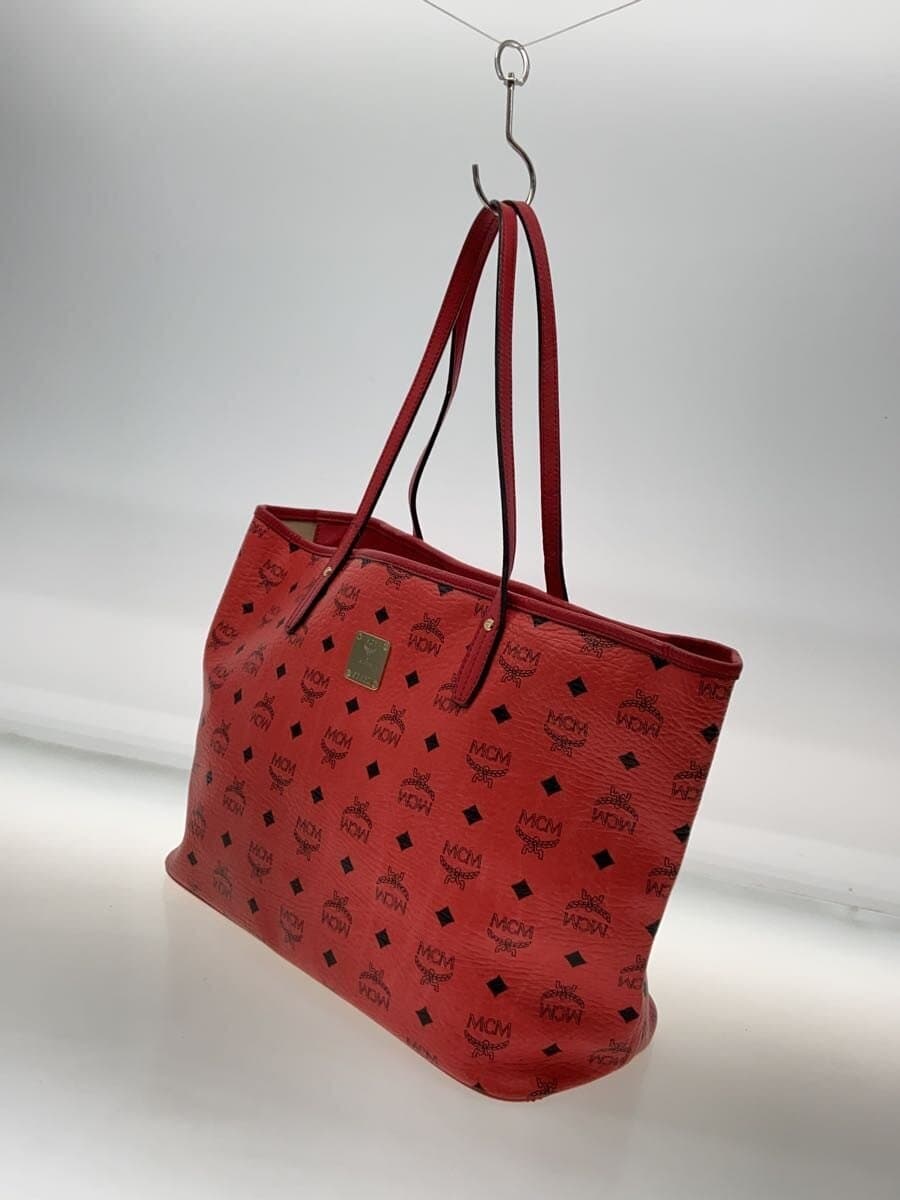 MCM Wear Inside Soil Visetos Tote Bag RED Monogram 10031209 2