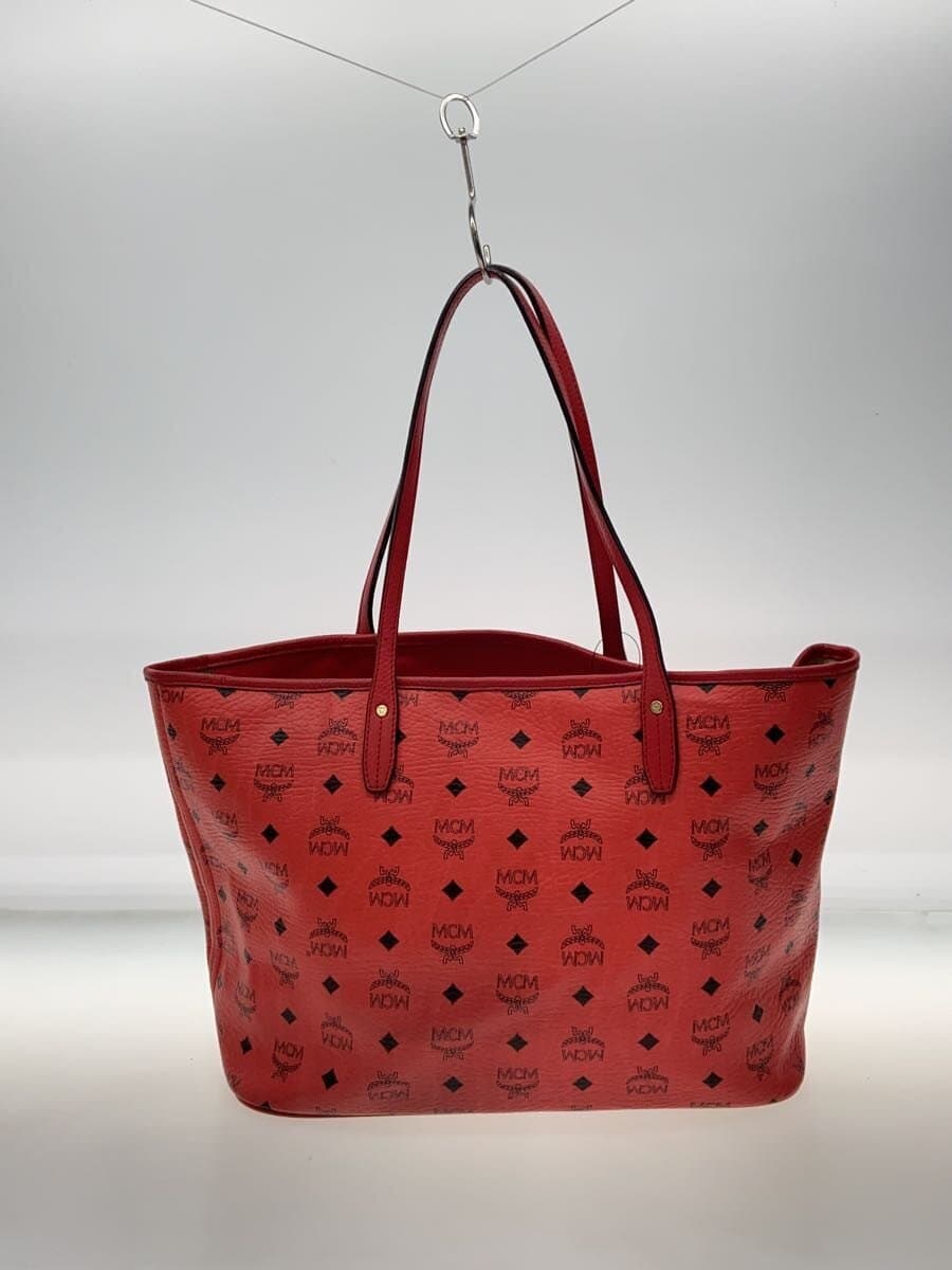MCM Wear Inside Soil Visetos Tote Bag RED Monogram 10031209 3