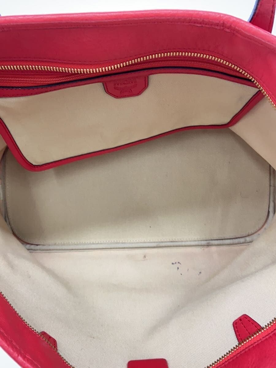 MCM Wear Inside Soil Visetos Tote Bag RED Monogram 10031209 6