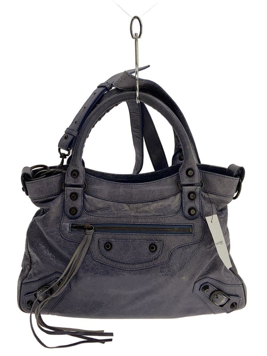 BALENCIAGA Shoulder Bag Leather BLU Solid 240579 4KXTW9V