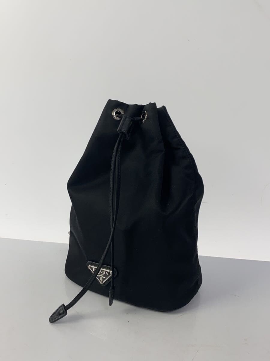 PRADA Re-Nylon Pouch Nylon BLK Solid Handle Deteriorated 2