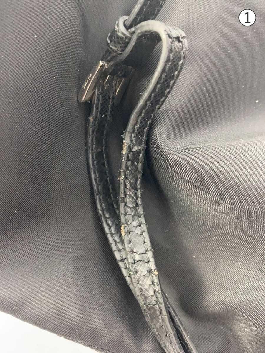 PRADA Re-Nylon Pouch Nylon BLK Solid Handle Deteriorated 7