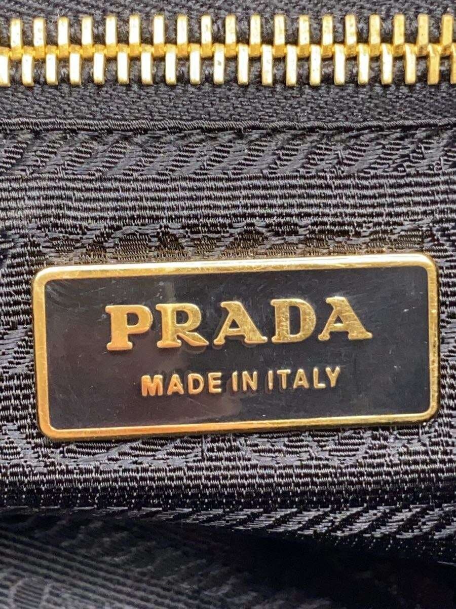 PRADA Triangle Gold Studs One Shoulder Handbag Nylon BLK Solid 5