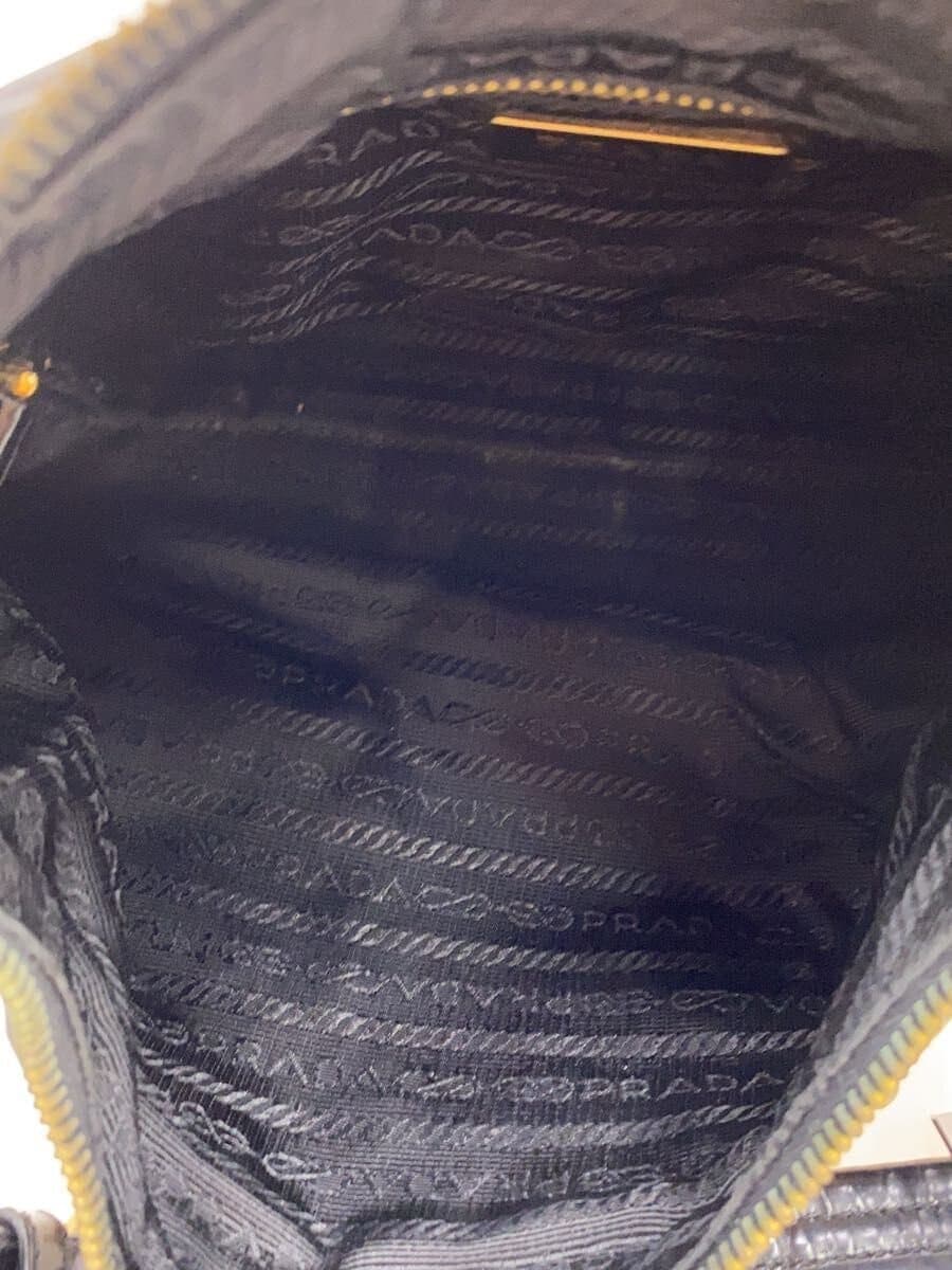 PRADA Triangle Gold Studs One Shoulder Handbag Nylon BLK Solid 6