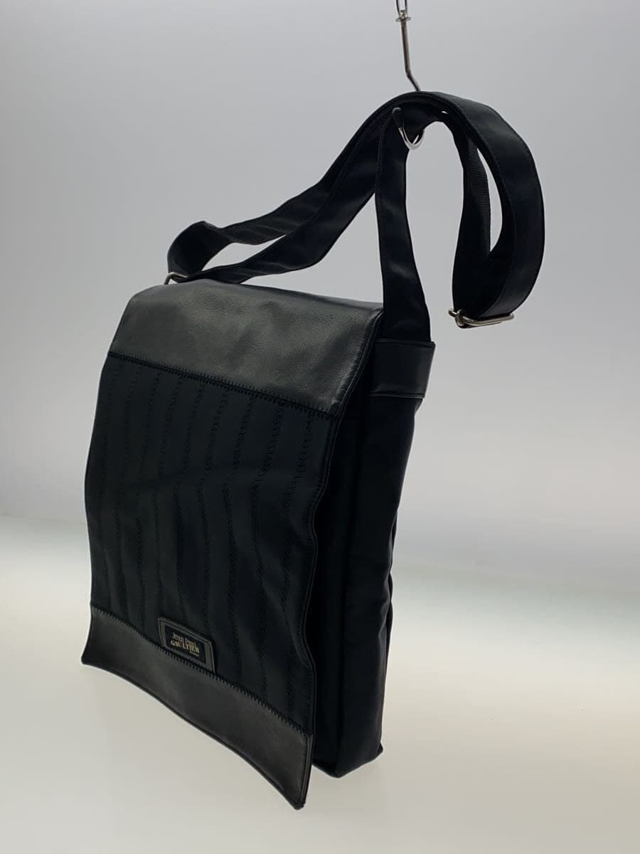 Jean Paul GAULTIER HOMME Messenger Bag Cowhide Switch Shoulder Bag Nylon BLK 2