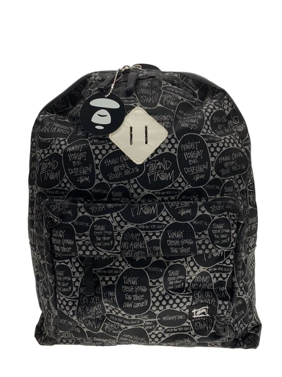 STUSSY Backpack Canvas BLK All Over Pattern