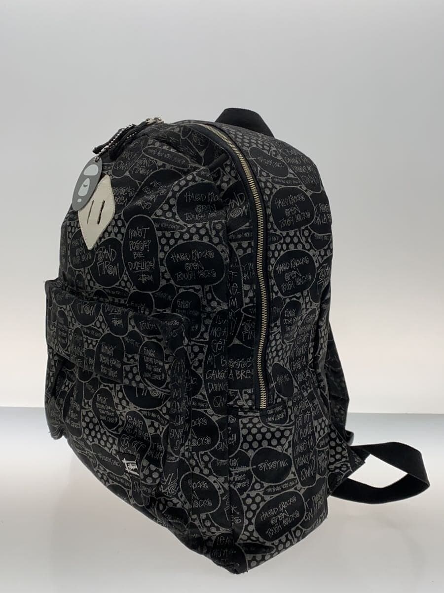 STUSSY Backpack Canvas BLK All Over Pattern 2
