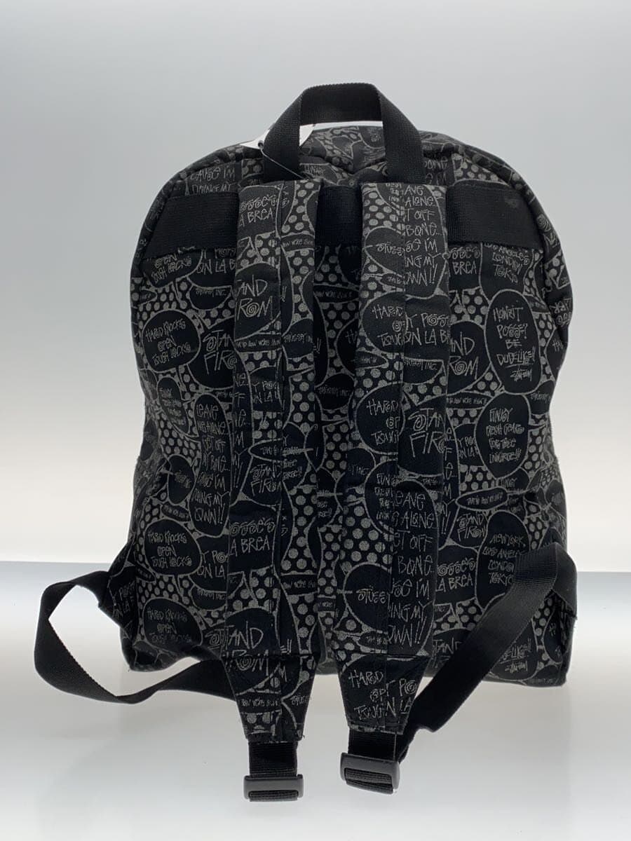 STUSSY Backpack Canvas BLK All Over Pattern 3