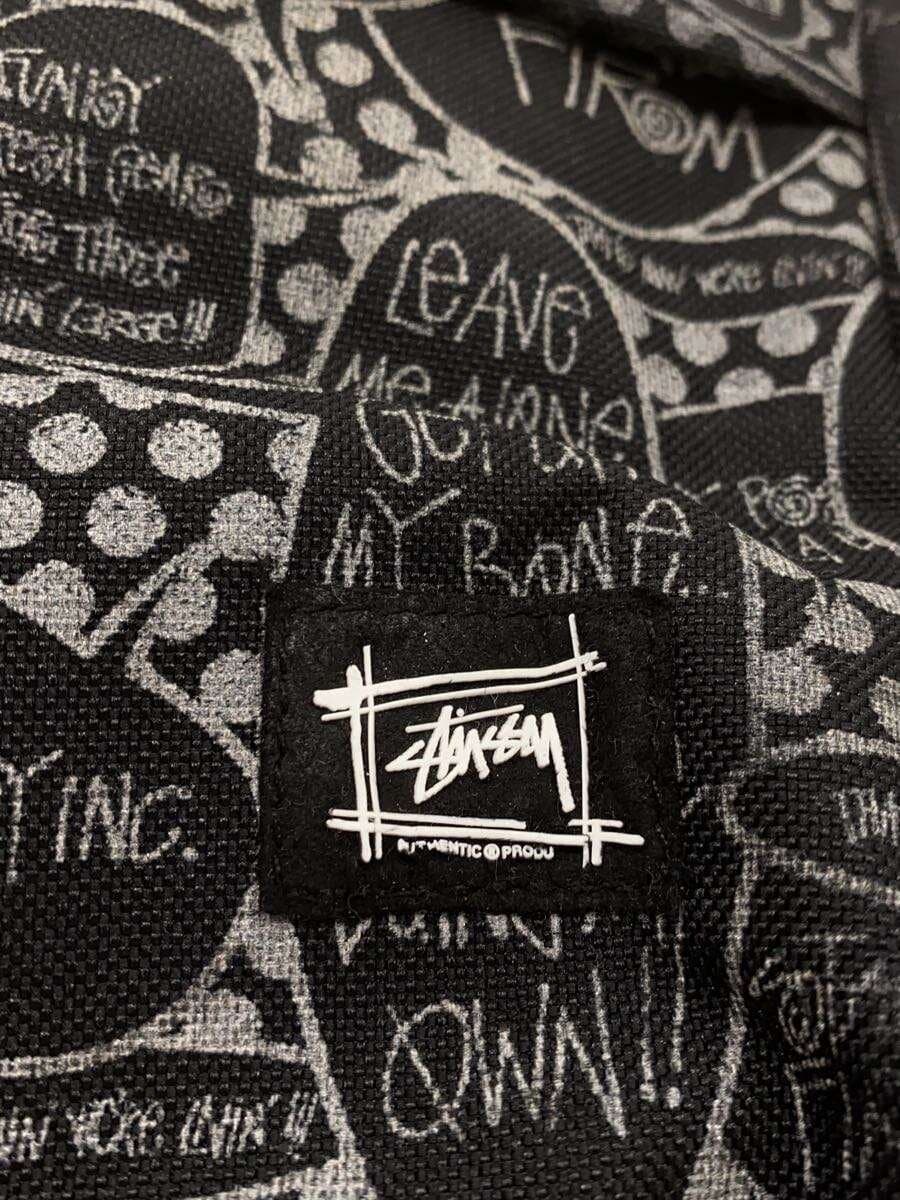 STUSSY Backpack Canvas BLK All Over Pattern 5