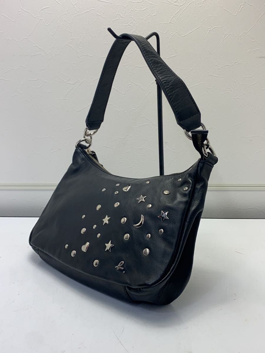 agnes b VOYAGE Studs Shoulder Bag Leather BLK 2