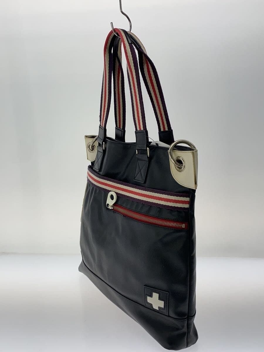 CASTELBAJAC Patch Tote Bag Leather NVY 2