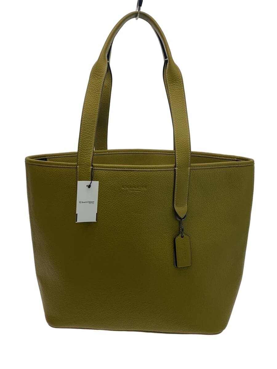 COACH Tote Bag Leather KHK Solid C9876