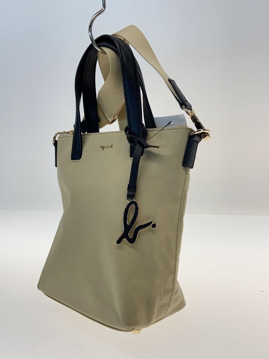 agnes b. Shoulder Bag Nylon BEG Solid Color IS11LZ-06 2