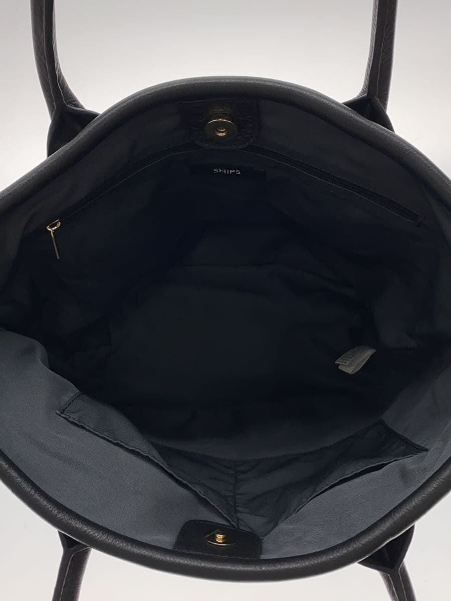 SHIPS Tote Bag Cowhide BLK Solid 118-40-0070 6