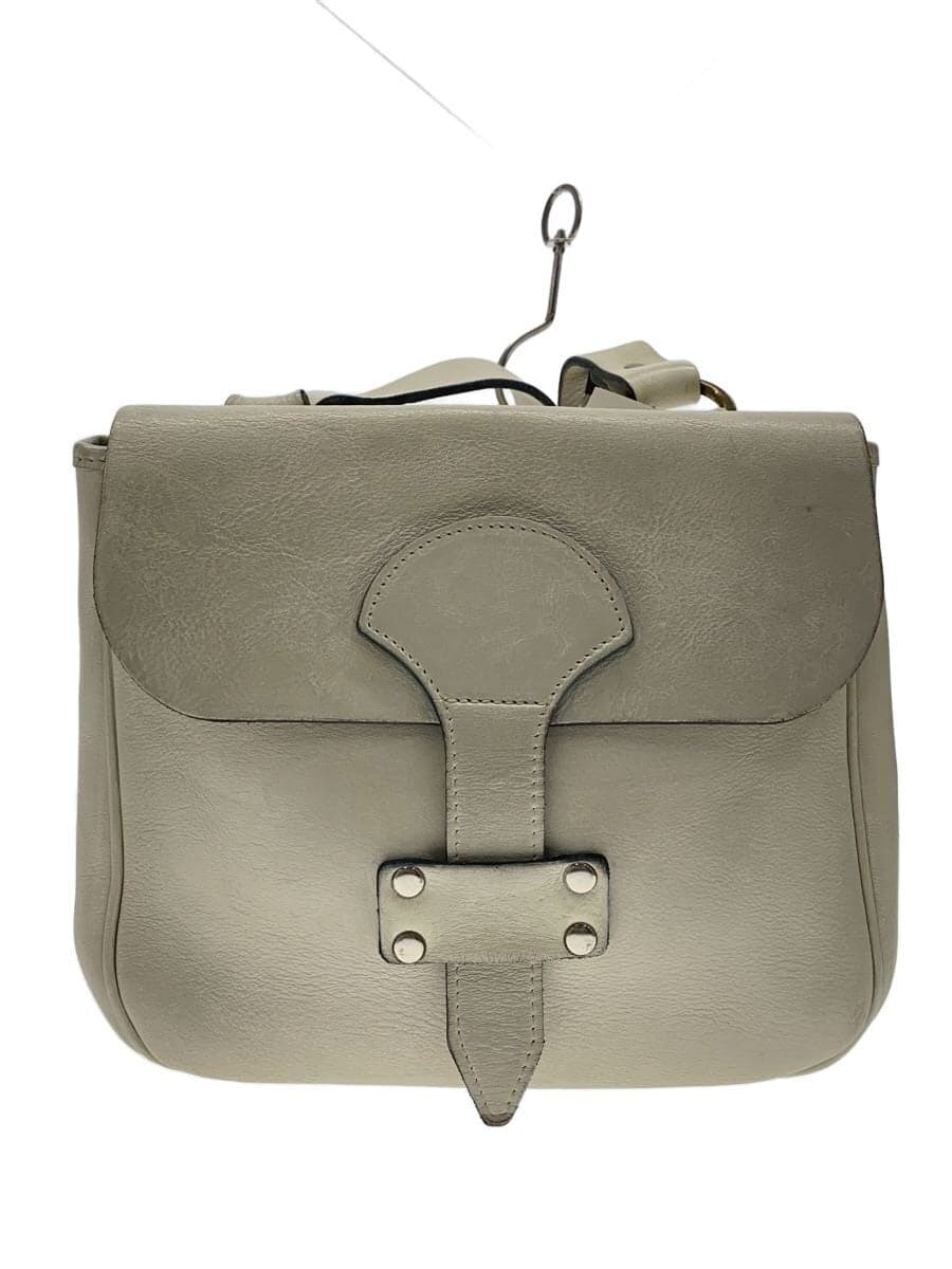 J&M DAVIDSON Stain Scuff Shoulder Bag Leather WHT Solid