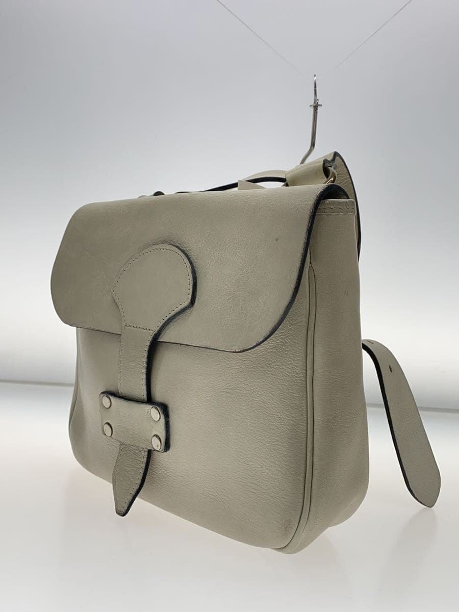 J&M DAVIDSON Stain Scuff Shoulder Bag Leather WHT Solid 2