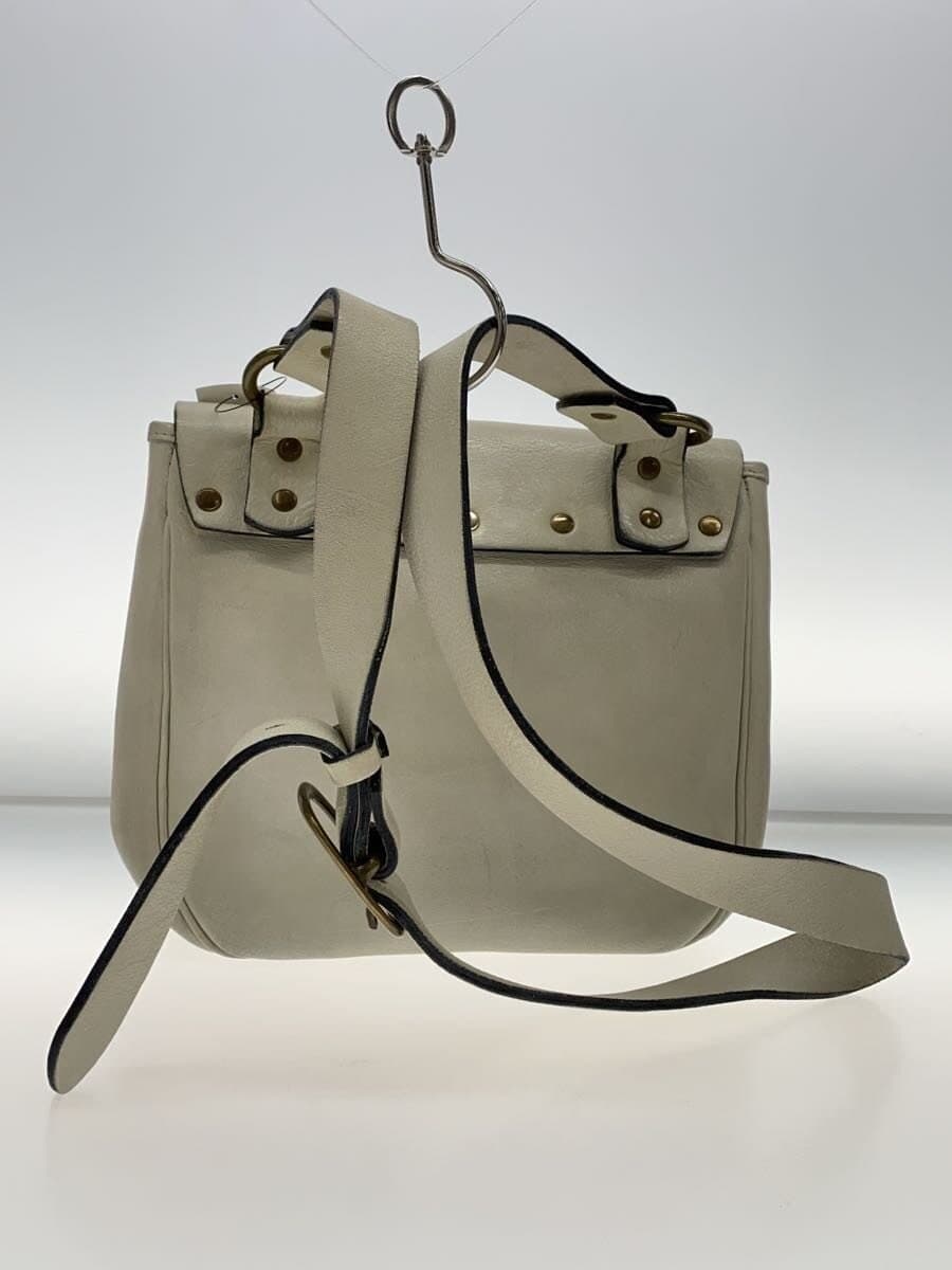 J&M DAVIDSON Stain Scuff Shoulder Bag Leather WHT Solid 3