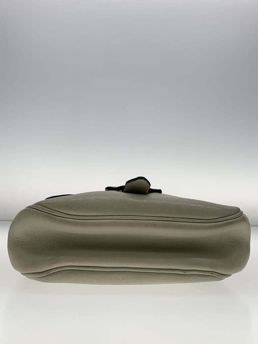 J&M DAVIDSON Stain Scuff Shoulder Bag Leather WHT Solid 4