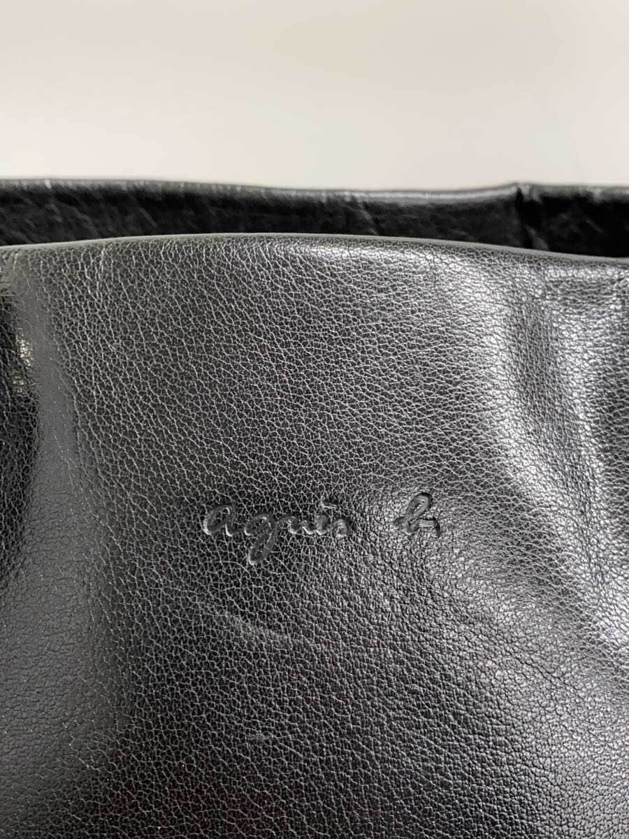agnes b. Handbag Leather BLK Solid 5