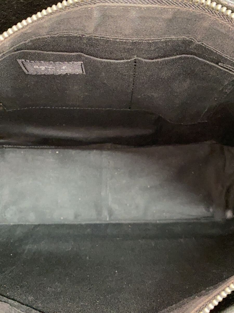 agnes b. Handbag Leather BLK Solid 6