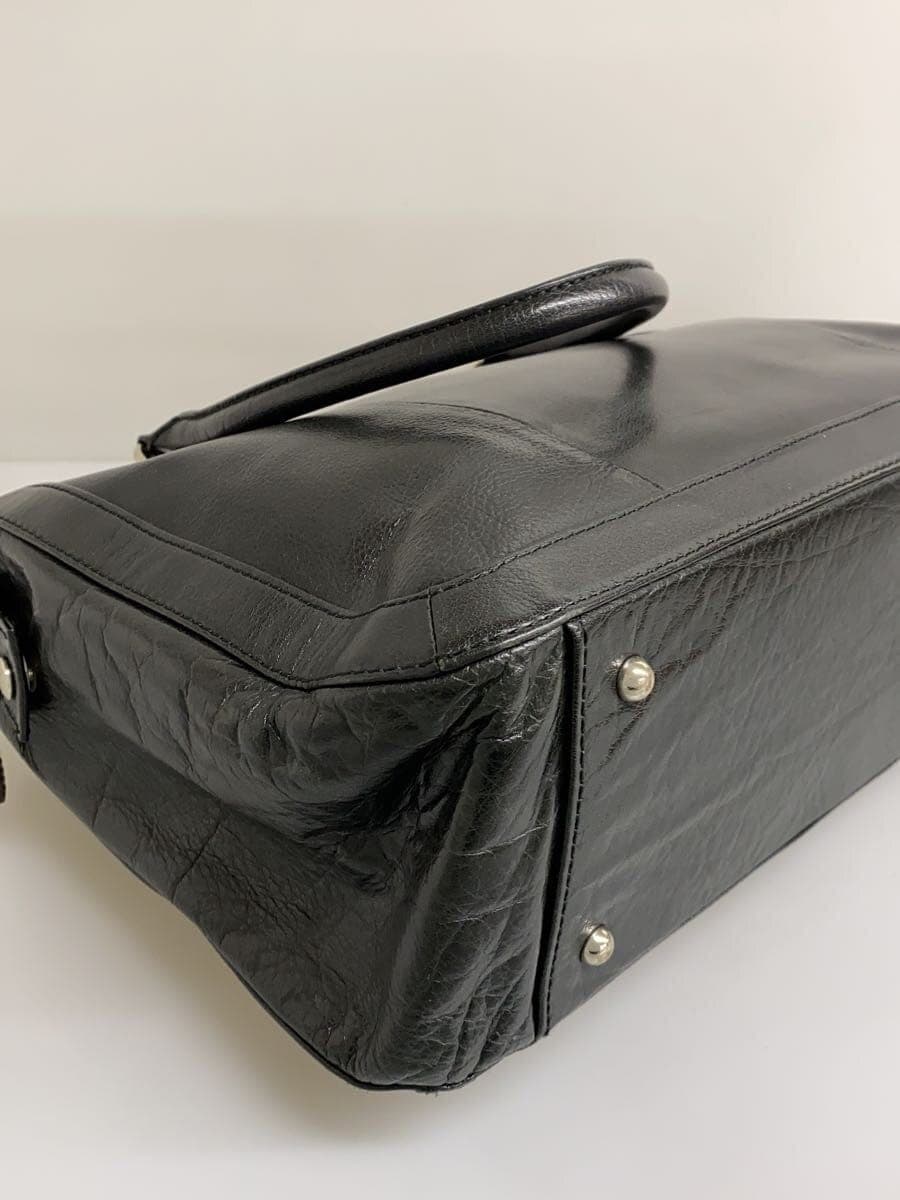 agnes b. Handbag Leather BLK Solid 7