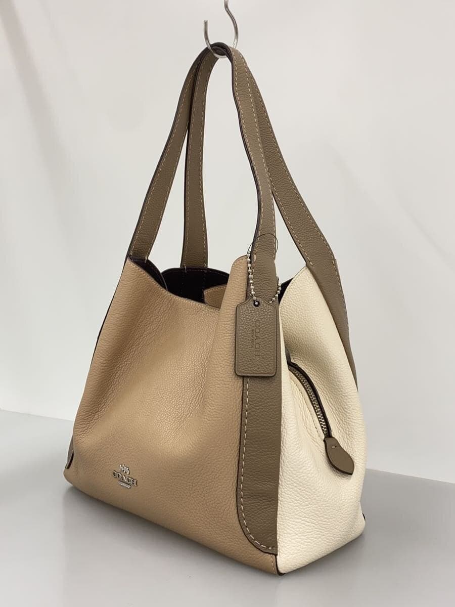 COACH handbag leather beige plain 89691 2