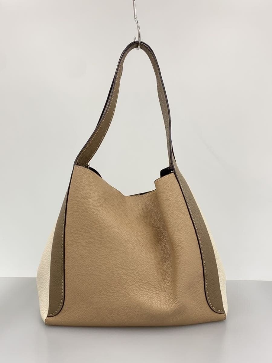 COACH handbag leather beige plain 89691 3