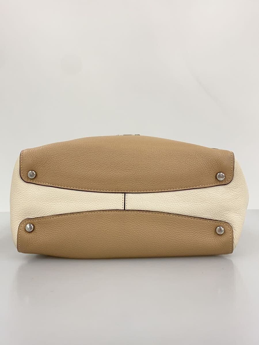 COACH handbag leather beige plain 89691 4