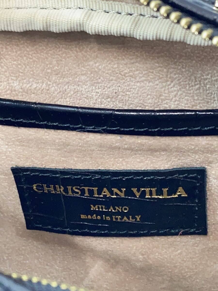 CHRISTIAN VILLA Handbag Leather Black 5