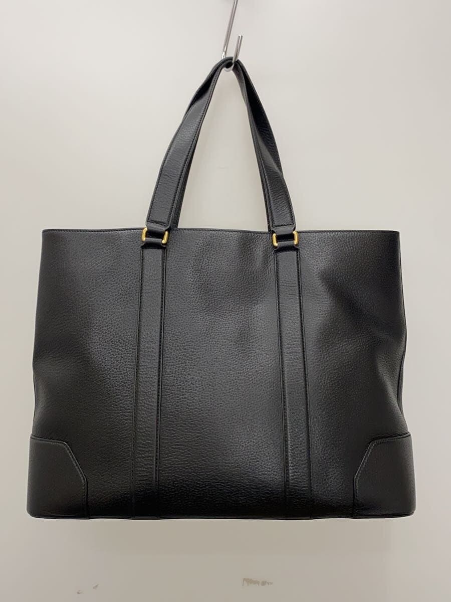 GUCCI Tote Bag_Web Leather BLK Solid 3