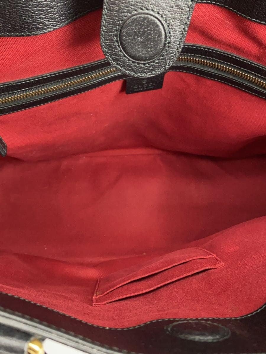 GUCCI Tote Bag_Web Leather BLK Solid 6