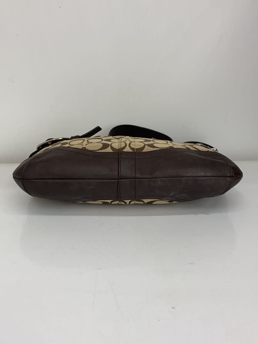 COACH Shoulder Bag_Signature_Black Leather Canvas BEG All Over Pattern 4