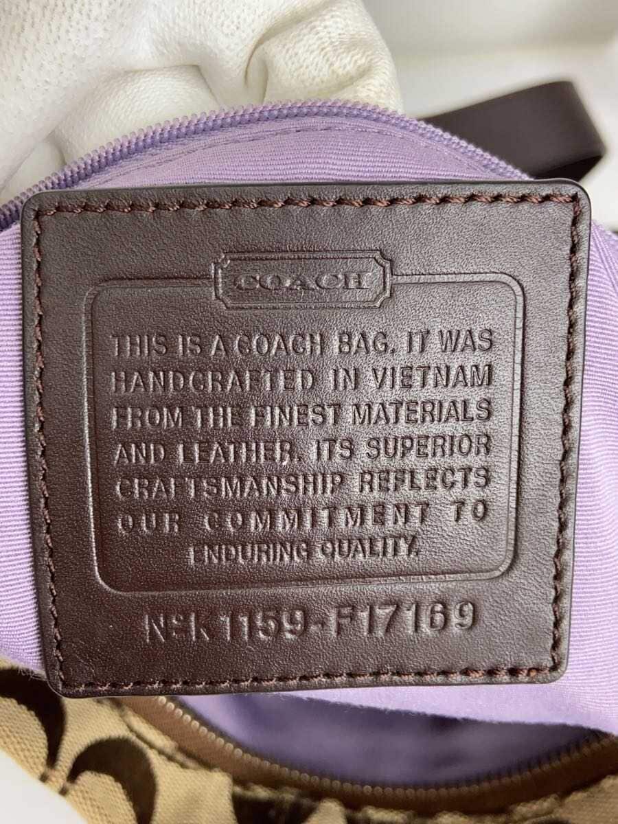 COACH Shoulder Bag_Signature_Black Leather Canvas BEG All Over Pattern 5