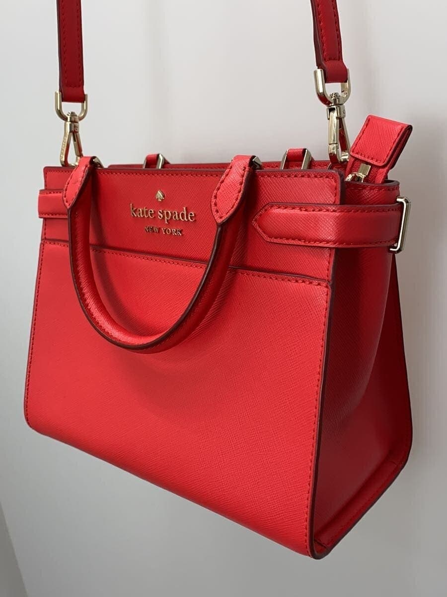 kate spade new york handbag leather RED solid color 2