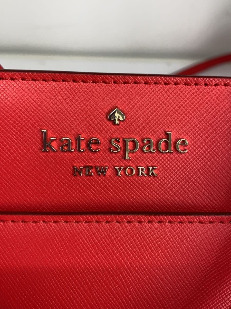kate spade new york handbag leather RED solid color 5