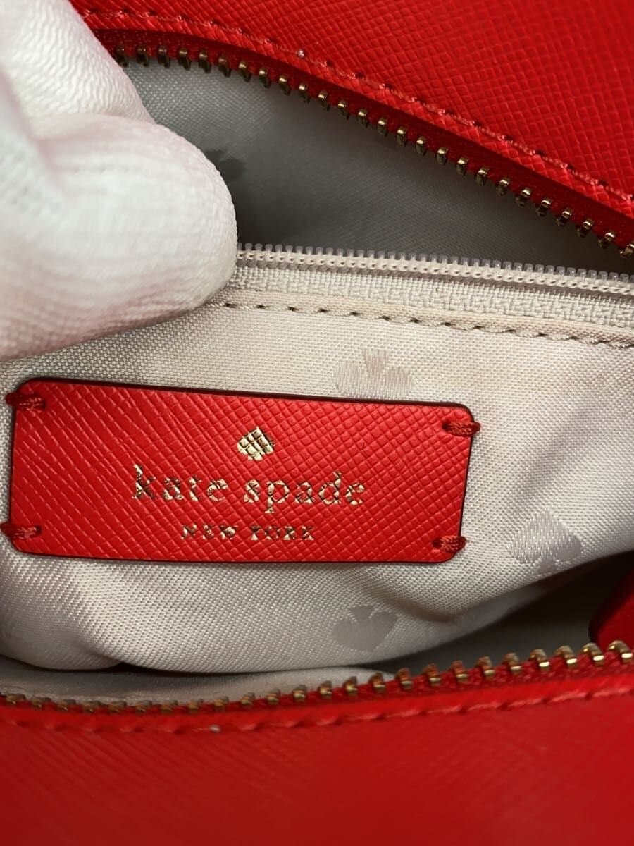 kate spade new york handbag leather RED solid color 7