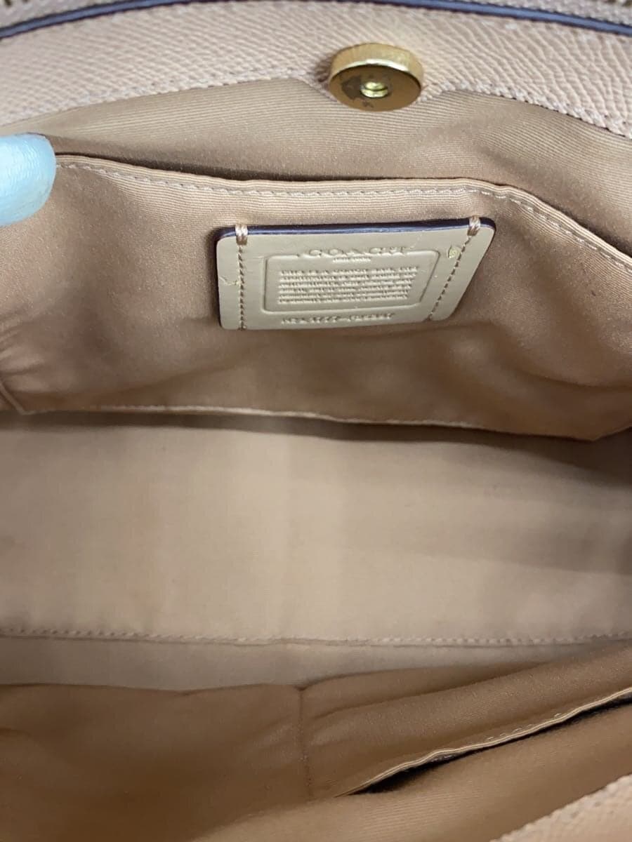 COACH Shoulder Bag Leather BEG F25397 6