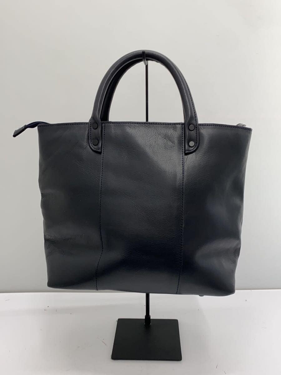 Mustache HIGE BAG Tote Bag Leather NVY Solid 3