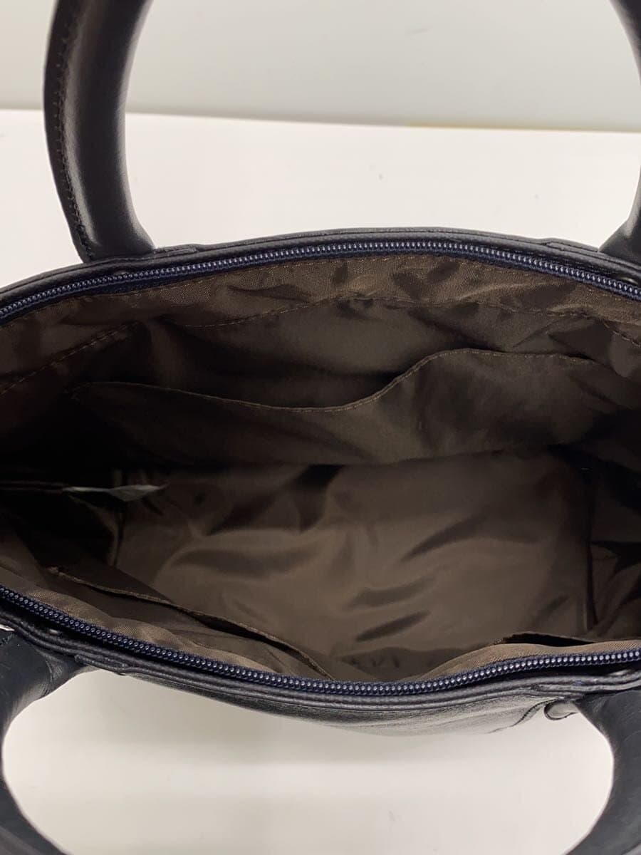 Mustache HIGE BAG Tote Bag Leather NVY Solid 6