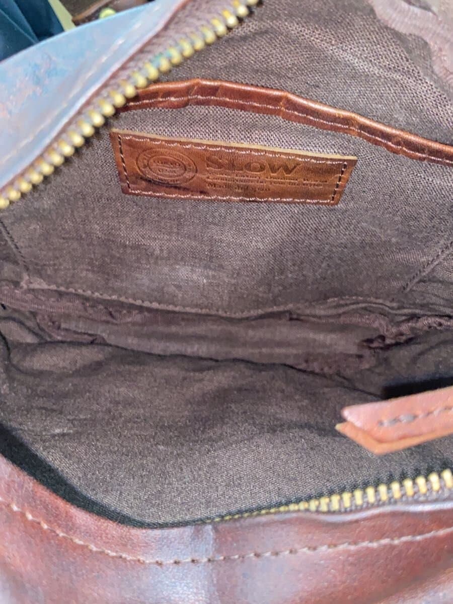 SLOW shoulder bag leather BRW plain 6