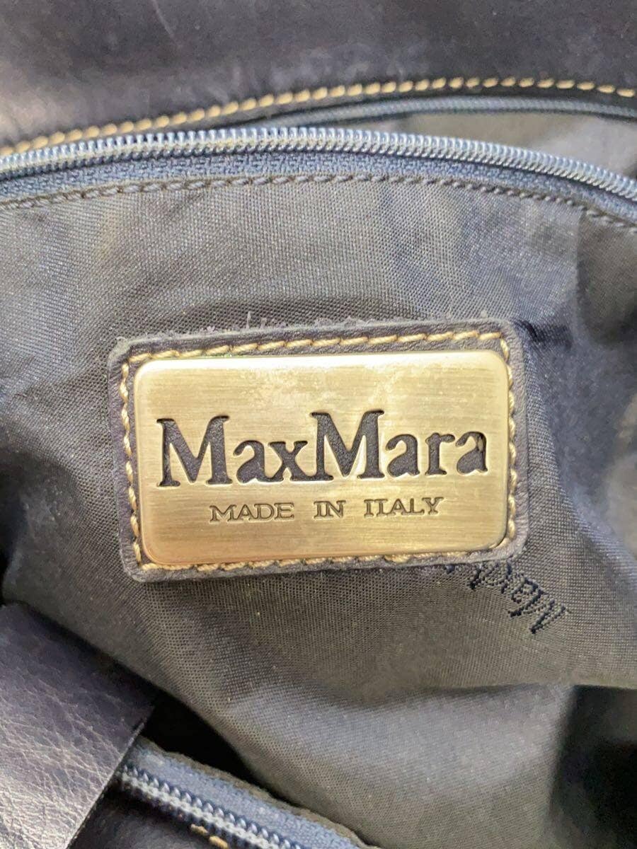 MAX MARA shoulder bag leather NVY solid color 4