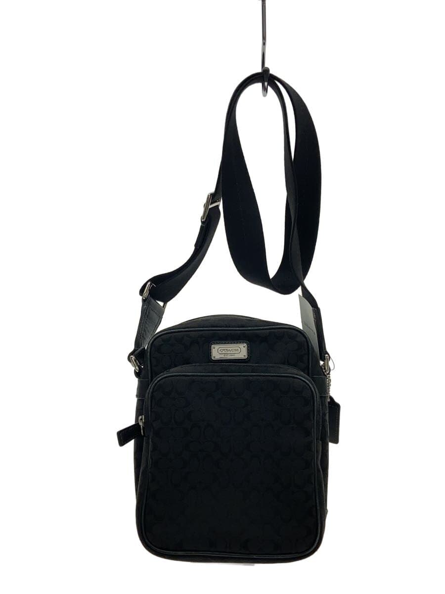 COACH Shoulder Bag Canvas BLK All Over Pattern