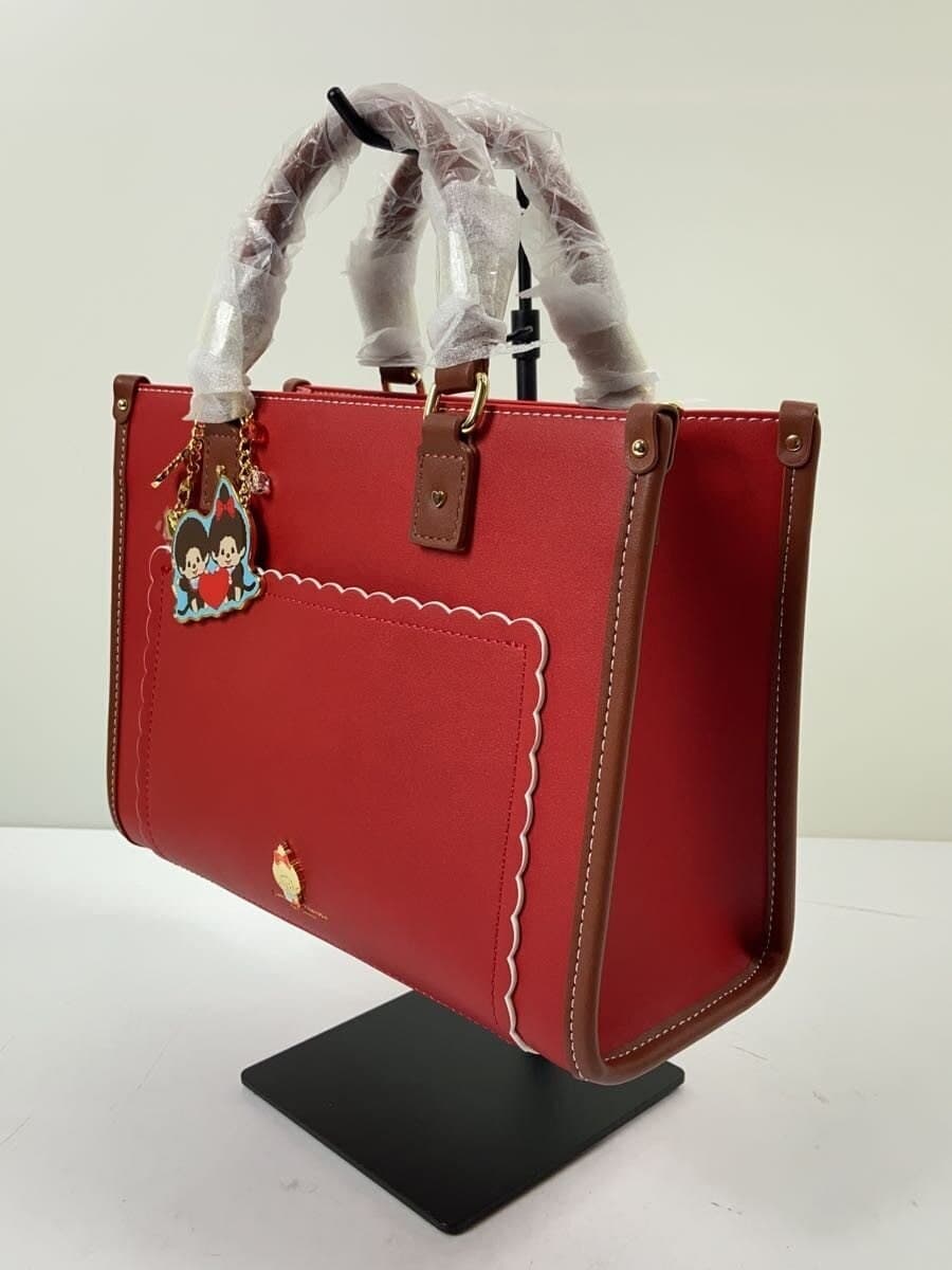Samantha Thavasa With Tag 「Monchhichi 」Collection Bag Charm Handbag Faux Leather RED 2