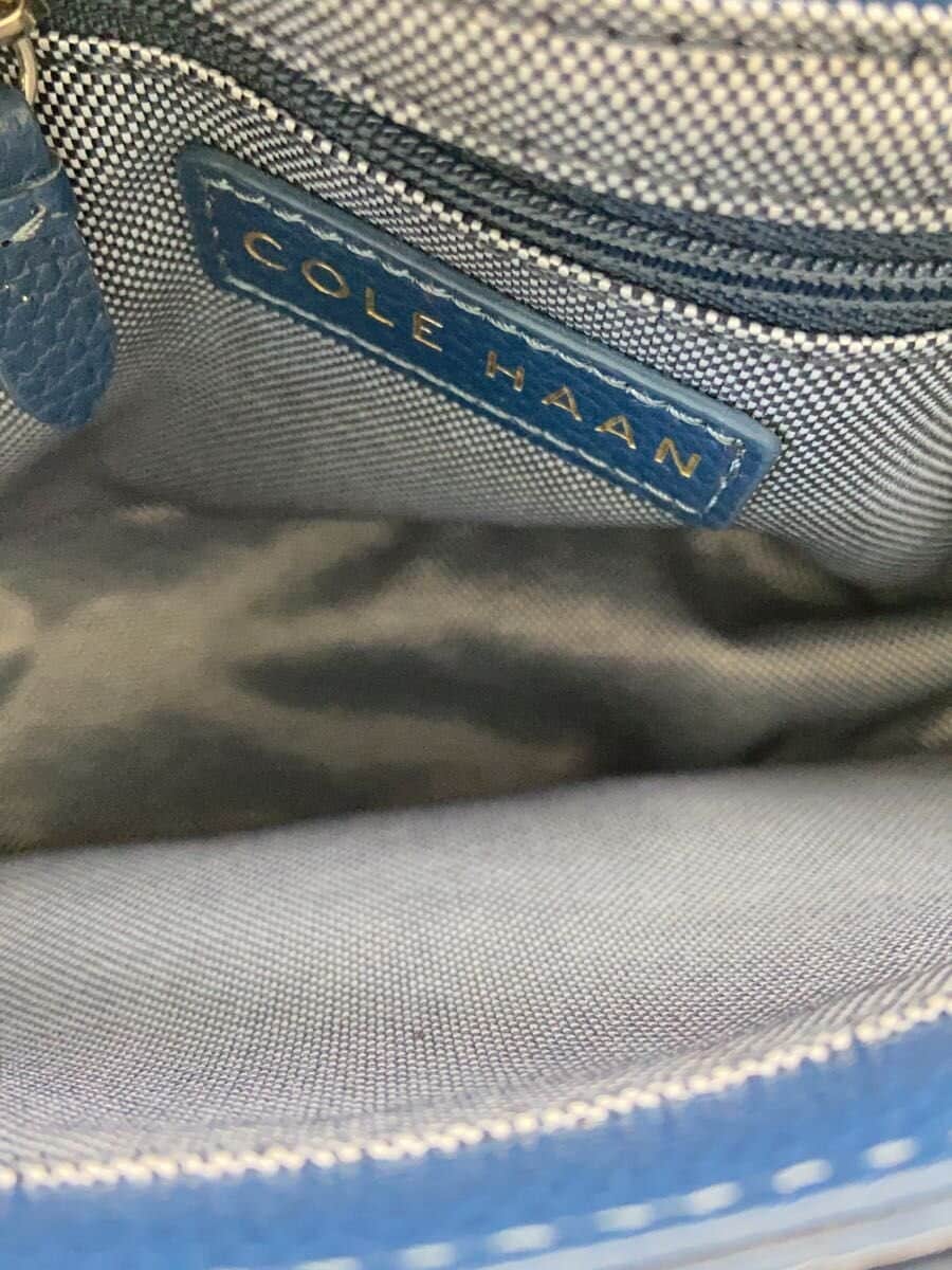 COLE HAAN Shoulder Bag Leather BLU Solid 6