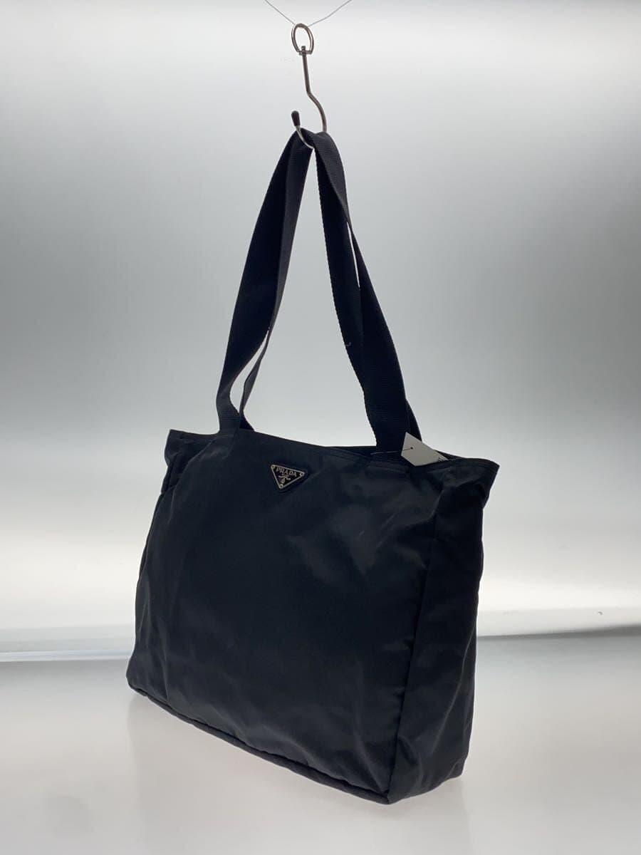 PRADA Triangle Logo Tote Bag Nylon BLK Solid 2