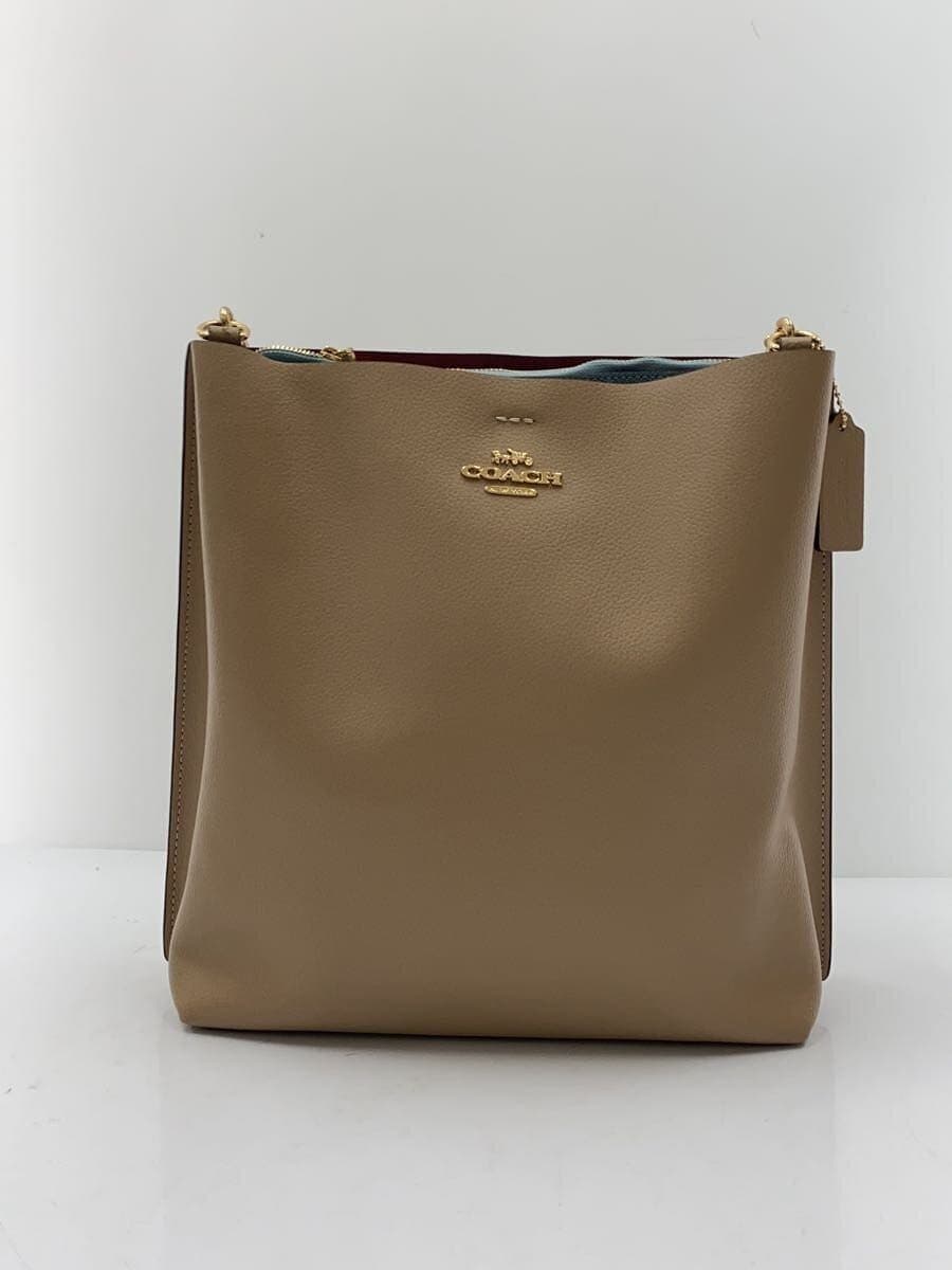 COACH Mory Bucket Bag 2-way Handbag Shoulder Bag Leather Beige CA214 3